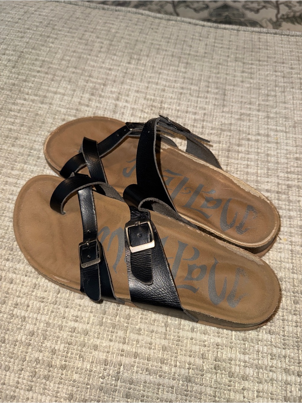 Target Black Leather Buckle Strap Sandals - Women